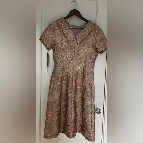 Teri Jon by Rickie Freeman Metallic Jacquard Cocktail Dress - Picture 4 of 6